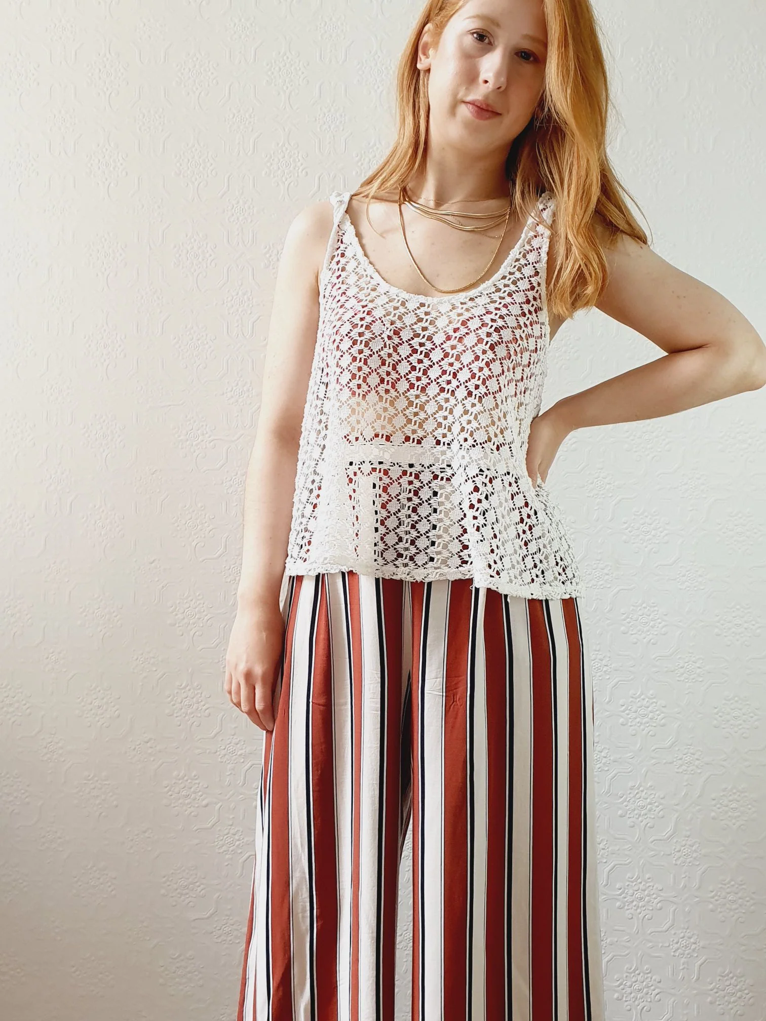 Cream Crochet Tank Top -S/M - Image 4