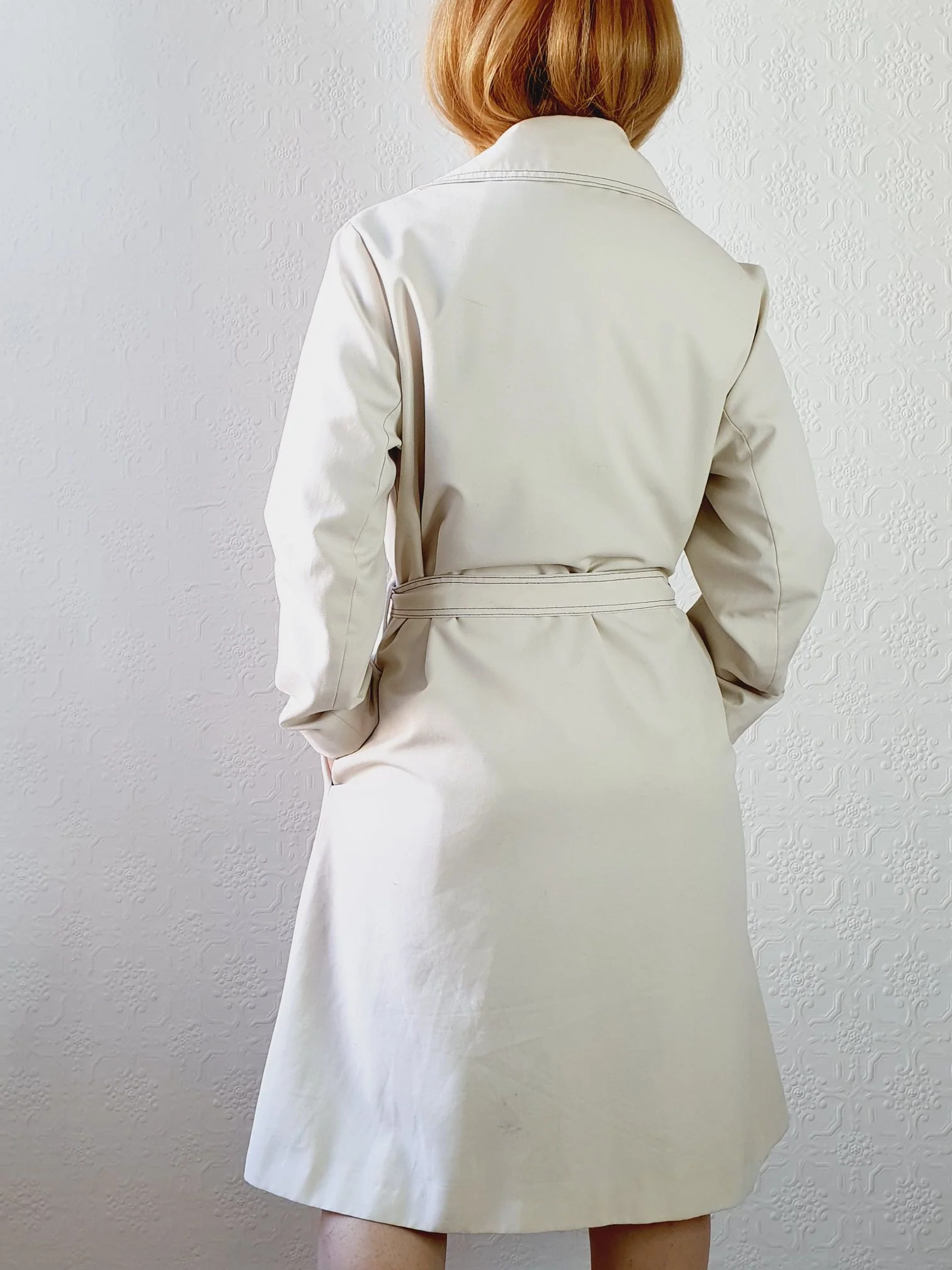 Vintage 1980s White Belted Trench Coat - L - Image 10