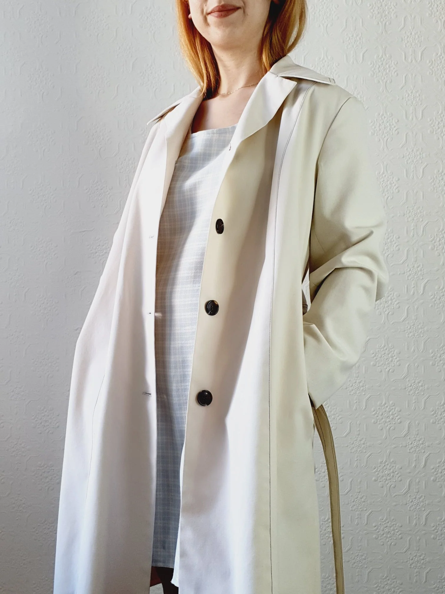 Vintage 1980s White Belted Trench Coat - L - Image 3