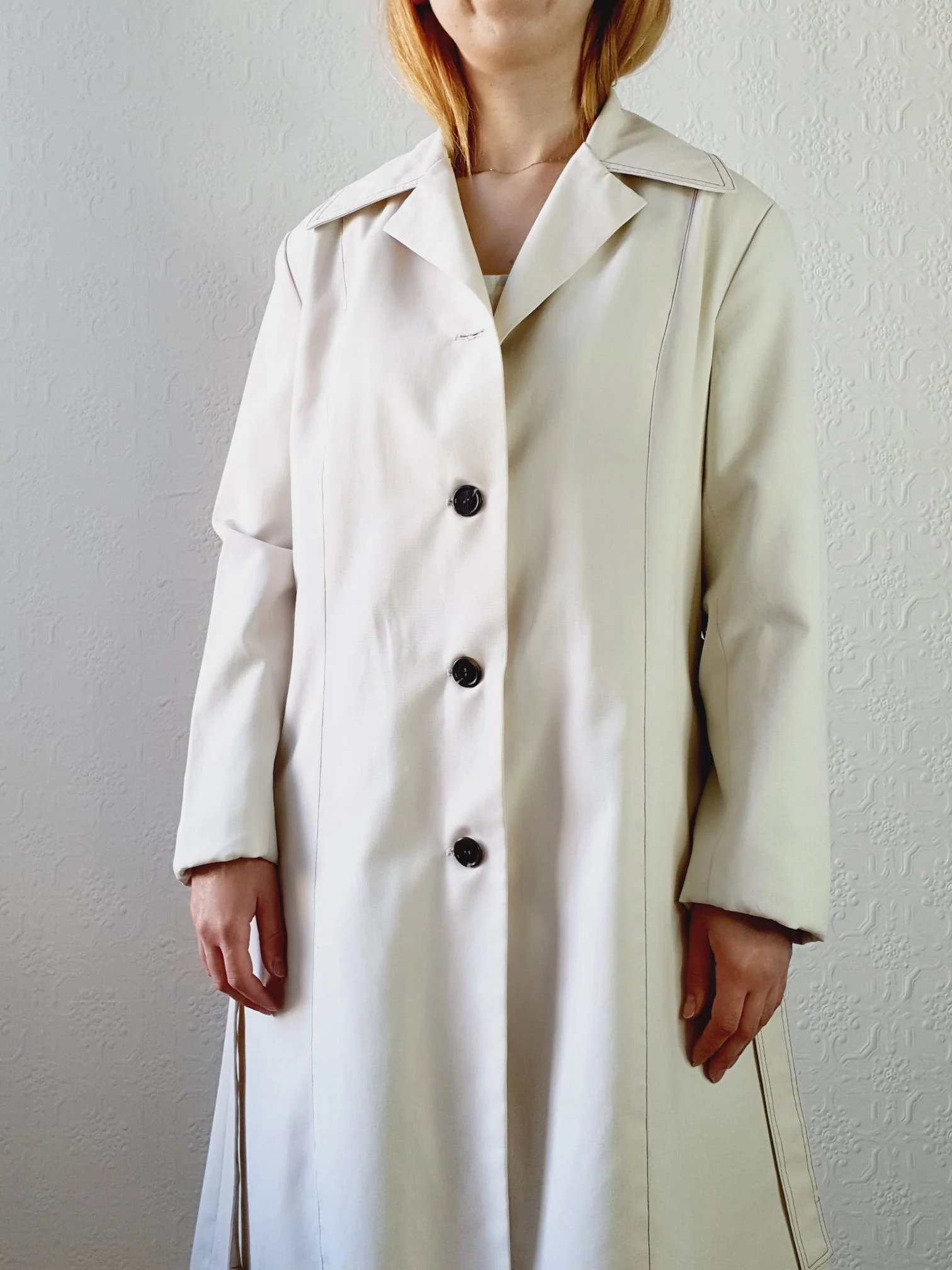 Vintage 1980s White Belted Trench Coat - L - Image 4