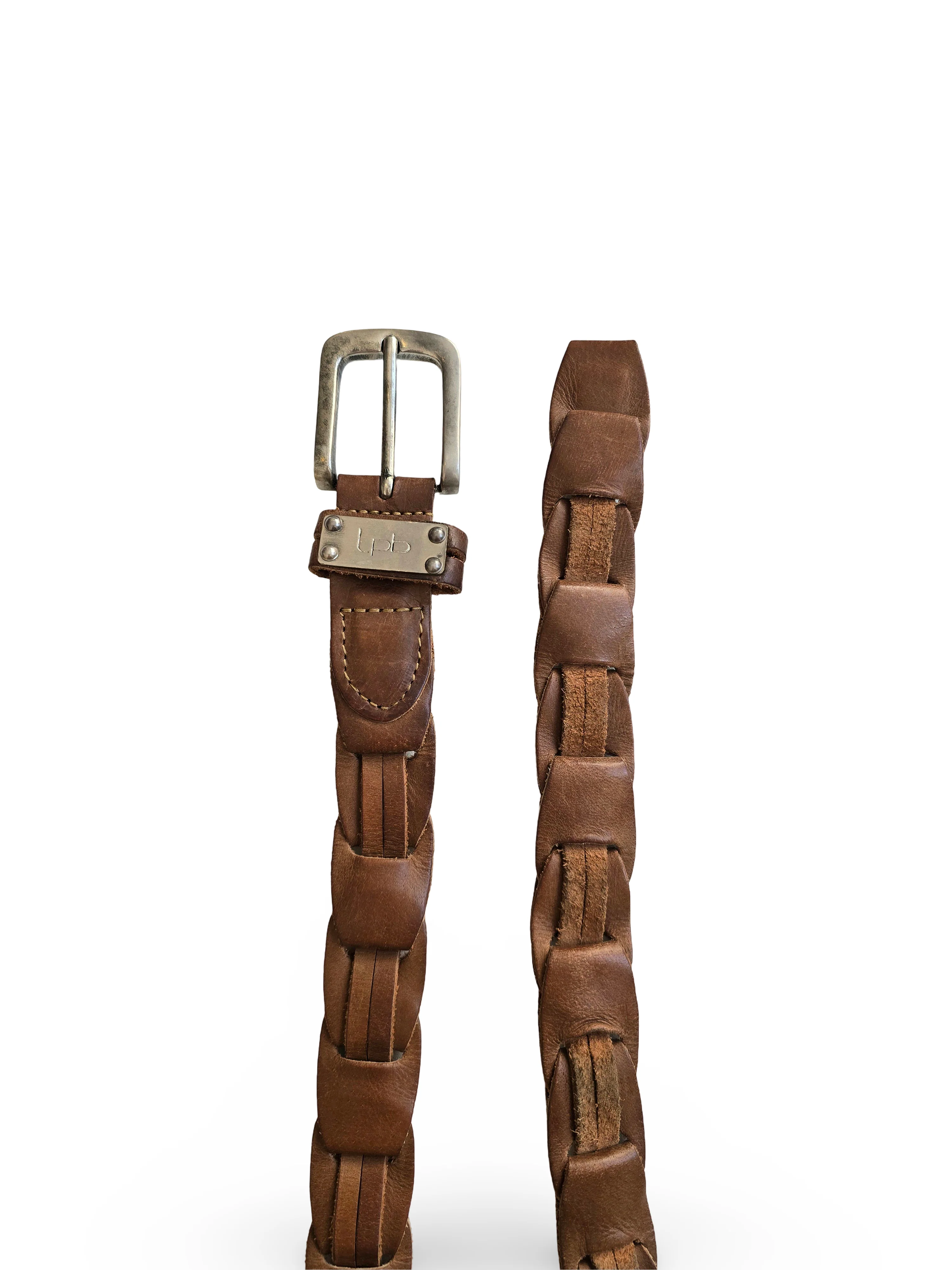 Vintage Brown Buffalo Woven Leather Belt - M/L/XL