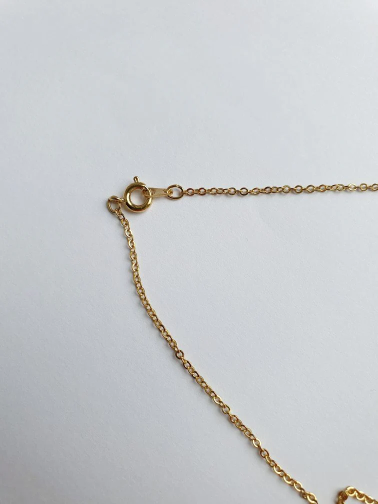 Vintage Gold Plated Fine Chain Necklace with Red Crystal Charm - Image 3