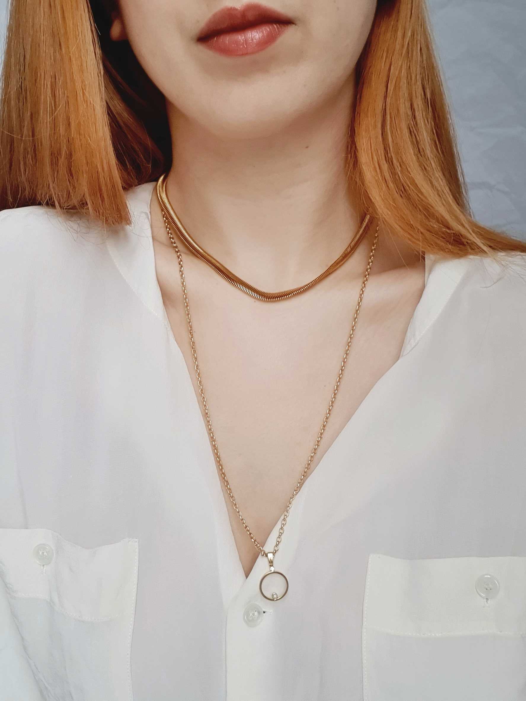 Vintage Gold Plated Herringbone Chain Necklace - Image 7