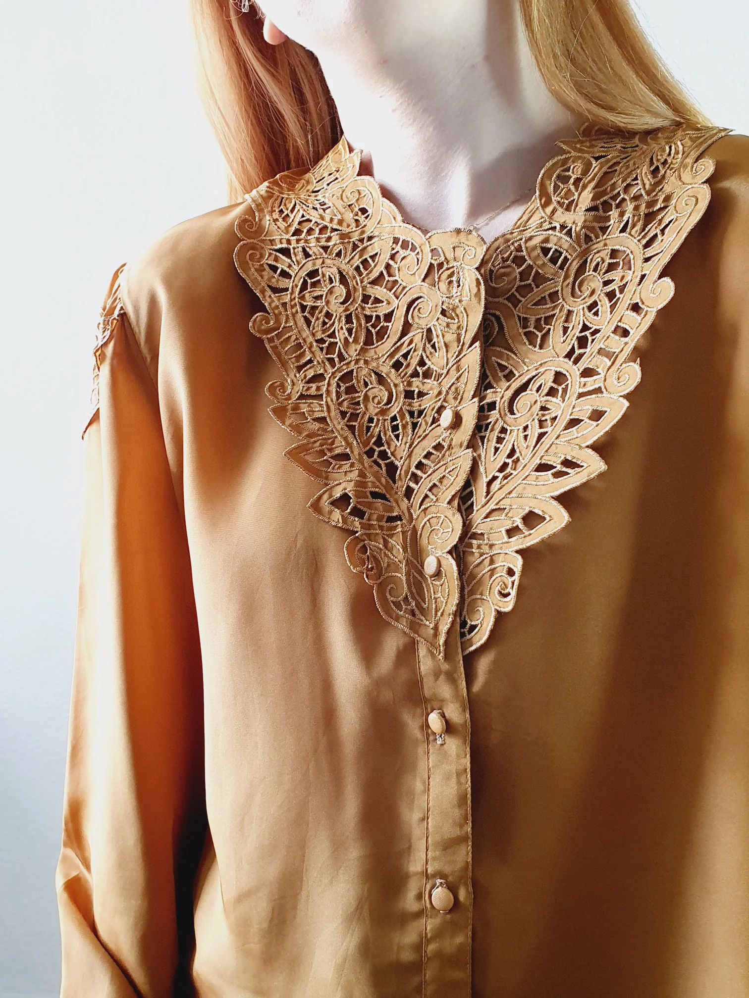 Vintage Mustard Collared Blouse - XL - Image 4