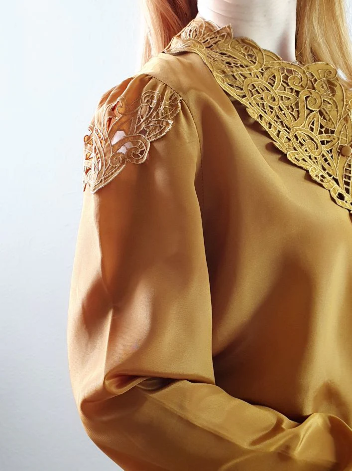 Vintage Mustard Collared Blouse - XL - Image 6