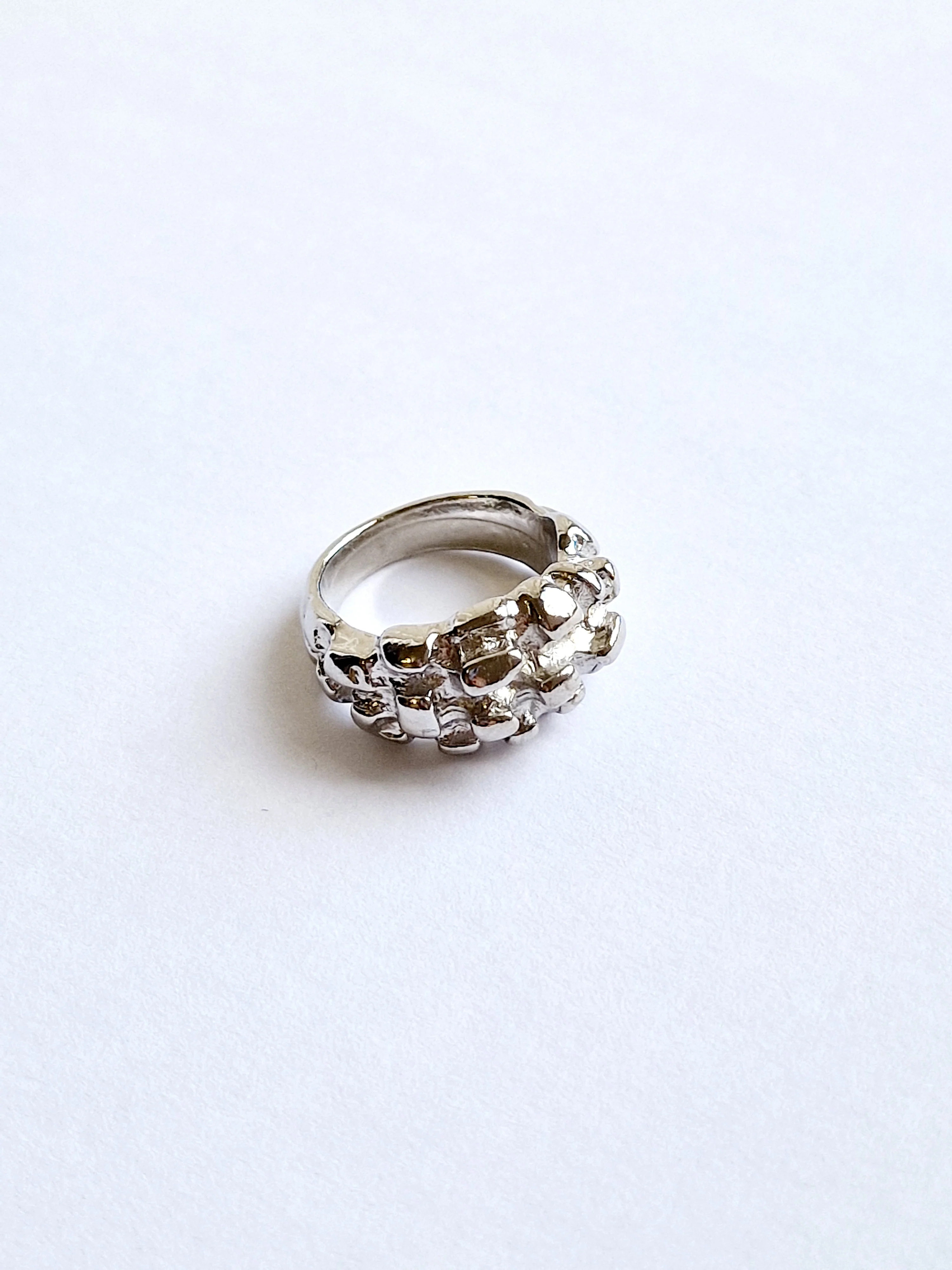 Vintage Silver Plated Chunky Ring with Organic Texture - Image 2