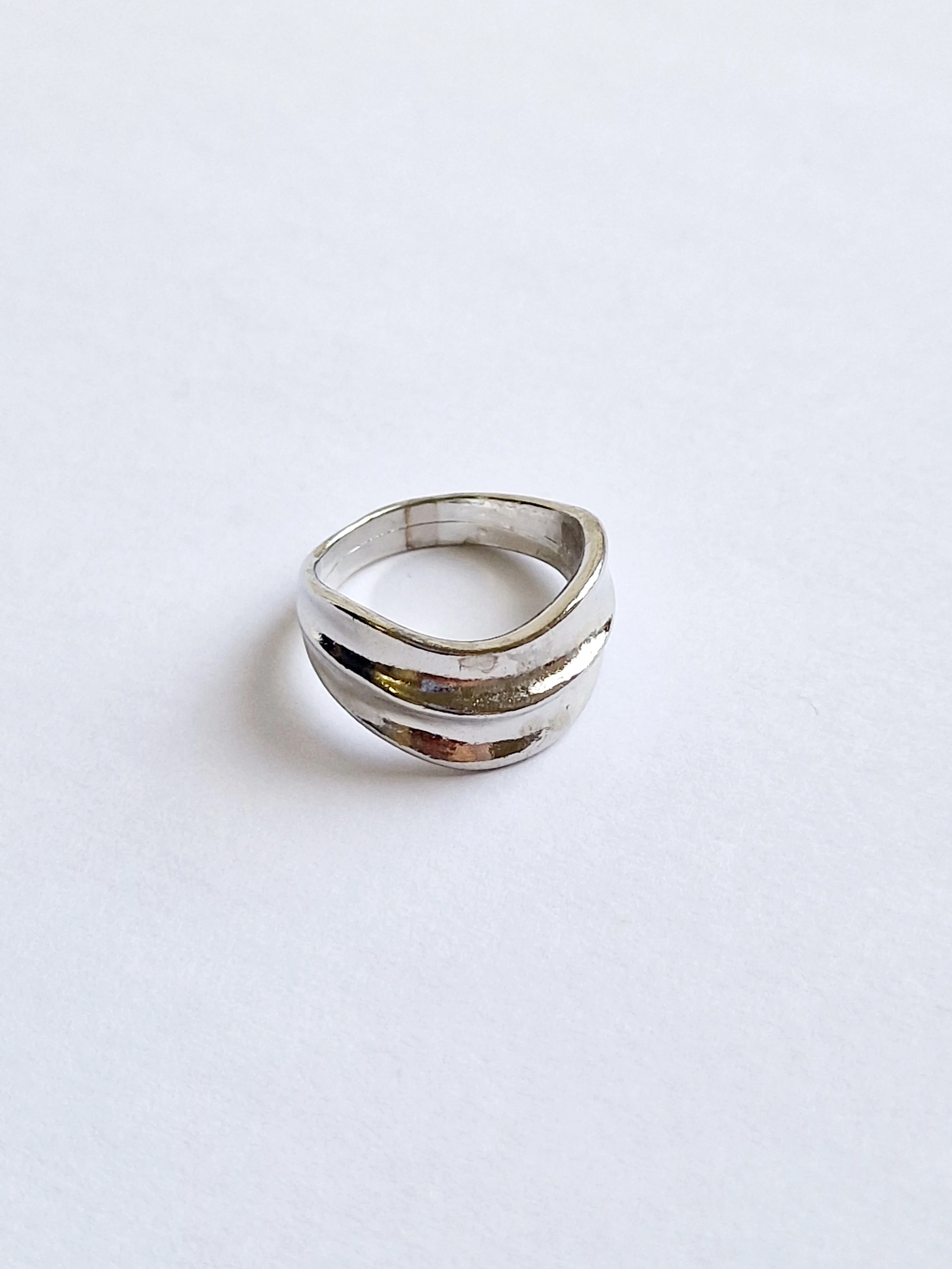Vintage Silver Plated Organic Statement Ring Set - Image 3