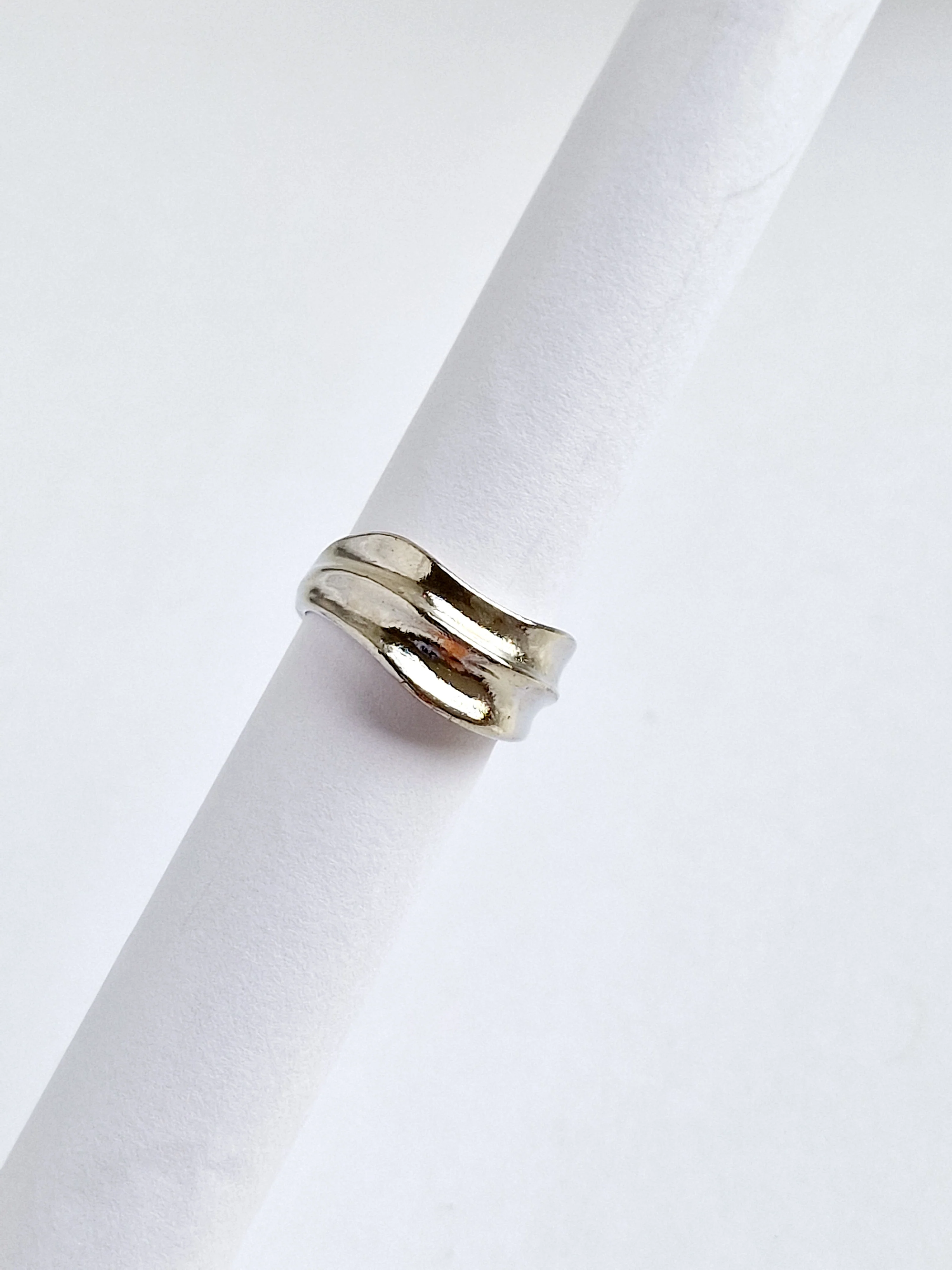 Vintage Silver Plated Wave Ring with Organic Texture